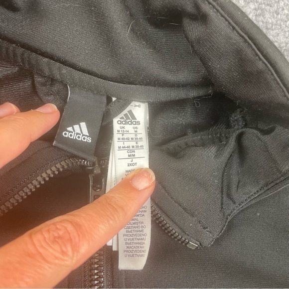 ADIDAS Women’s Black Track jacket warm Up 3 white stripes on sleeve size Medium - Picture 3 of 5